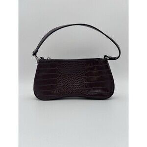 JW Pei Womens Brown Alligator Textured Full Zip Mini Trendy Shoulder Bag Handbag